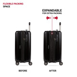 SwissGear 7910 Hardside Expandable Luggage with Spinner Wheels, TSA Lock and USB, Black, Carry - On 20 - Inch
