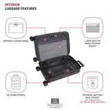 SwissGear 7910 Hardside Expandable Luggage with Spinner Wheels, TSA Lock and USB, Black, Carry - On 20 - Inch
