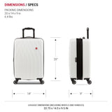 SwissGear 8018 Hardside Expandable Luggage with Spinner Wheels, White, Carry - On 20 - Inch