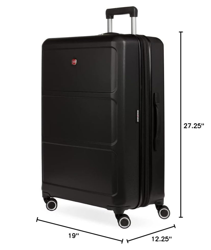 SwissGear 8090 Hardside Expandable Luggage with Spinner Wheels, Black, Checked - Large 28 - Inch