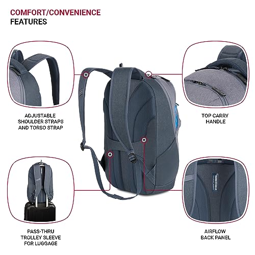 SwissGear 8175 Laptop Backpack, Navy/Grey Heather, 18 Inches