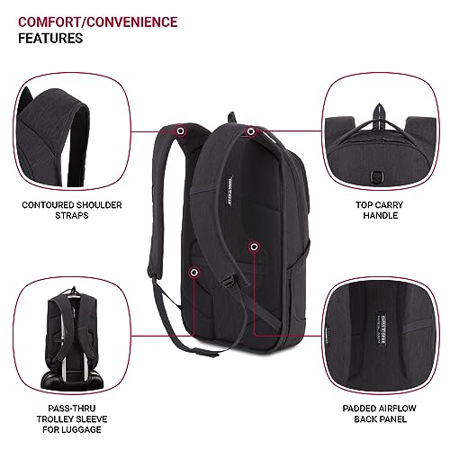 SwissGear 8183 Laptop Backpack, Charcoal Heather, 18 In