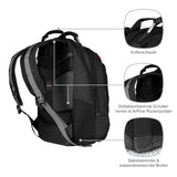 SwissGear Carbon II Black Notebook Backpack - Fits Apple Macbook Pro 15 inch and 17 inch