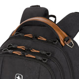 SWISSGEAR Cecil 18 - Inch Laptop Backpack Fits 16 - Inch Laptop, Travel Daypack with Organizer Pockets, Water Bottle Holders & Padded Straps – Black Canvas/Brown