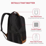 SWISSGEAR Cecil 18 - Inch Laptop Backpack Fits 16 - Inch Laptop, Travel Daypack with Organizer Pockets, Water Bottle Holders & Padded Straps – Black Canvas/Brown