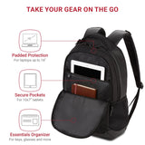 SWISSGEAR Cecil 18 - Inch Laptop Backpack Fits 16 - Inch Laptop, Travel Daypack with Organizer Pockets, Water Bottle Holders & Padded Straps – Black Hex