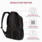 SWISSGEAR Cecil 18 - Inch Laptop Backpack Fits 16 - Inch Laptop, Travel Daypack with Organizer Pockets, Water Bottle Holders & Padded Straps – Black Hex
