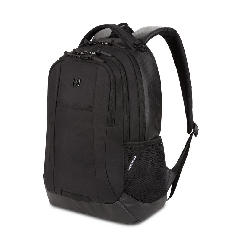 SWISSGEAR Cecil 18 - Inch Laptop Backpack Fits 16 - Inch Laptop, Travel Daypack with Organizer Pockets, Water Bottle Holders & Padded Straps – Black Hex