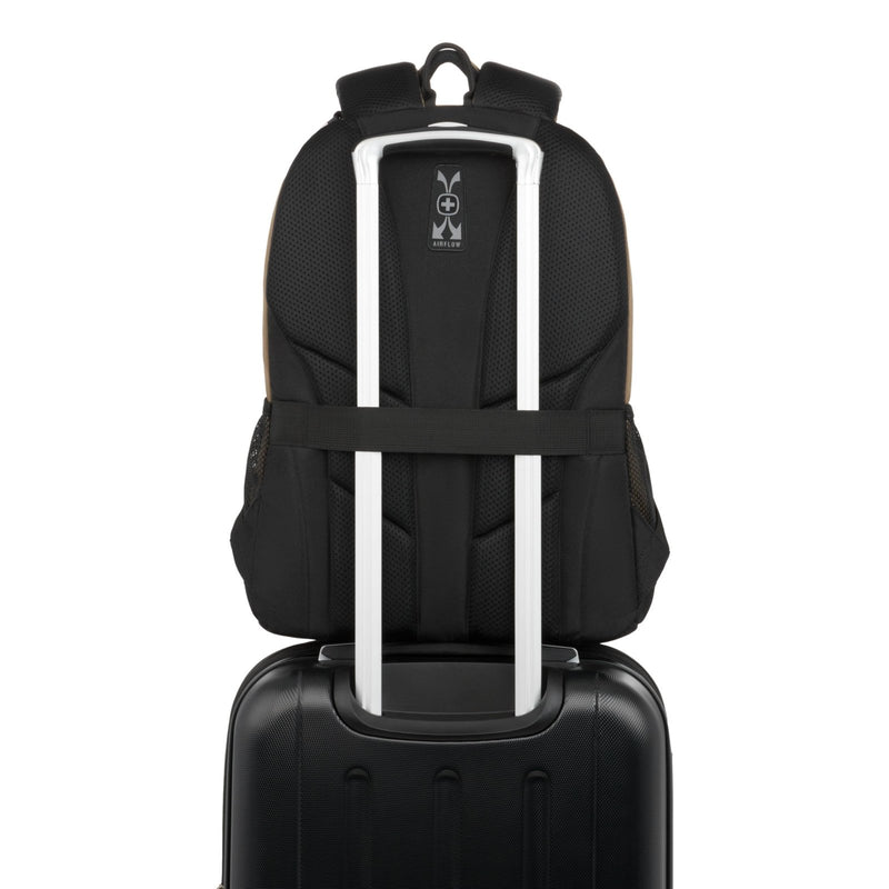 SWISSGEAR Cecil 18 - Inch Laptop Backpack Fits 16 - Inch Laptop, Travel Daypack with Organizer Pockets, Water Bottle Holders & Padded Straps – Pastel Brown/Black