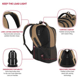 SWISSGEAR Cecil 18 - Inch Laptop Backpack Fits 16 - Inch Laptop, Travel Daypack with Organizer Pockets, Water Bottle Holders & Padded Straps – Pastel Brown/Black