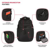 SwissGear Endure ScanSmart 17" Laptop Backpack – Reflective Tech Backpack with ScanSmart Compartment – Multiple Organizer Pockets – Black