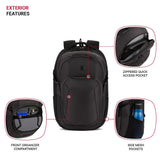 SwissGear FusionPro Laptop Backpack, Laptop Bag Fits Most 17 - Inch Laptops, Commuter Friendly Trolley Sleeve, Ideal for Work, Travel or School - Black/Charcoal (19 - Inch)