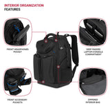 SwissGear Gamer Elite eSports Laptop Backpack, TSA Friendly Laptop Bag with USB Charger Port, Fits Gaming Headset and Keyboard, Blue/Black