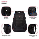 SwissGear Gaming Laptop Backpack with Charger Port (USB), Blue/Black