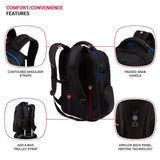 SwissGear Gaming Laptop Backpack with Charger Port (USB), Blue/Black