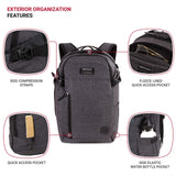 SwissGear Hybrid Travel Laptop Backpack, Heather Grey, 18 - Inch