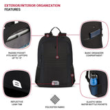 SwissGear Intro Laptop Backpack, Black, 17.5"x12"x6"