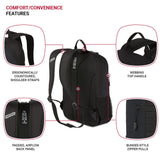 SwissGear Intro Laptop Backpack, Black, 17.5"x12"x6"