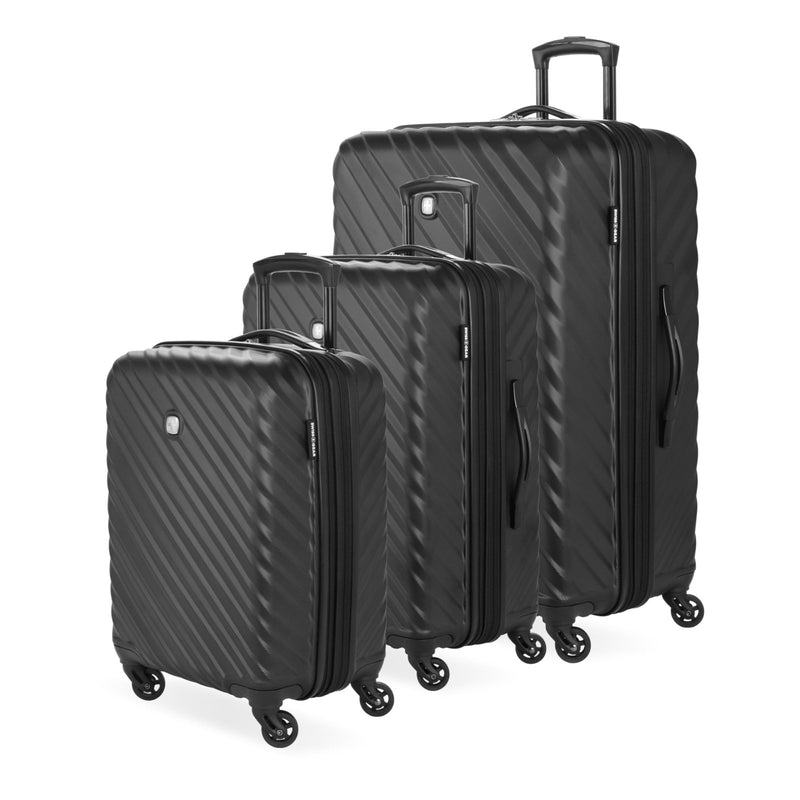 SwissGear Lightweight Expandable Spinner, Black Wave, 3 - Piece Set