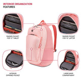 SwissGear MetroEdge Laptop Backpack, Laptop Bag Fits Most 16 - Inch Laptops, Commuter Friendly Trolley Sleeve, Ideal for Work, Travel or School - Coral (18.5 - Inch)