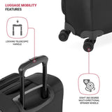 SwissGear Opulence Softside Expandable Luggage Black – 3 - Piece Suitcase Set with Spinner Wheels (21/25/29) – Ideal for 2 - 3 Week Trips