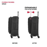 SwissGear Opulence Softside Expandable Luggage Black – 3 - Piece Suitcase Set with Spinner Wheels (21/25/29) – Ideal for 2 - 3 Week Trips