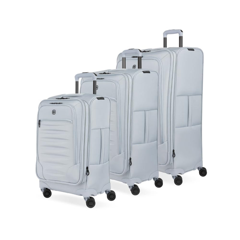 SwissGear Opulence Softside Expandable Luggage Light Blue – 3 - Piece Suitcase Set with Spinner Wheels (21/25/29) – Ideal for 2 - 3 Week Trips