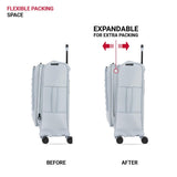 SwissGear Opulence Softside Expandable Luggage Light Blue – 3 - Piece Suitcase Set with Spinner Wheels (21/25/29) – Ideal for 2 - 3 Week Trips