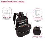 SwissGear Serenity Luxe Women's Laptop Backpack, Laptop Bag Fits Most 13 - Inch Laptops, Black, 16 Inches
