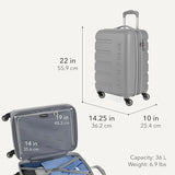 SWISSGEAR Signature Hardside Expandable Carry-On Spinner Luggage, ABS Construction, TSA-Friendly Lock, and Built-In Cupholder, Grey, 19-Inch