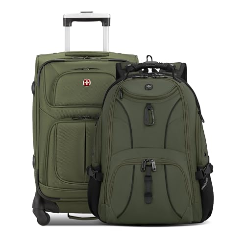 SWISSGEAR Sion 2-Piece Travel Set, Softside Expandable Carry-On Spinner Bundled with 1900 ScanSmart 17" Laptop Backpack with RFID | Backpacks4Less