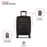 SwissGear Sion II Softside Expandable Luggage with Spinner Wheels, Black, Carry - On 20 - Inch