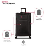 SwissGear Sion II Softside Expandable Luggage with Spinner Wheels, Black, Checked - Large 28 - Inch