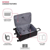 SwissGear Sion II Softside Expandable Luggage with Spinner Wheels, Black, Checked - Large 28 - Inch