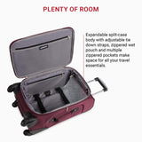 SwissGear Sion Softside Expandable Luggage – Carry - On Suitcase with 360 Degree Wheels & Retractable Handle – 21 Inch, Perfect for 1 - 3 Night Trips – Merlot