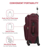 SwissGear Sion Softside Expandable Luggage – Carry - On Suitcase with 360 Degree Wheels & Retractable Handle – 21 Inch, Perfect for 1 - 3 Night Trips – Merlot