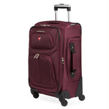 SwissGear Sion Softside Expandable Luggage – Carry-On Suitcase with 360 Degree Wheels & Retractable Handle – 21 Inch, Perfect for 1-3 Night Trips – Merlot