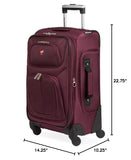 SwissGear Sion Softside Expandable Luggage – Carry - On Suitcase with 360 Degree Wheels & Retractable Handle – 21 Inch, Perfect for 1 - 3 Night Trips – Merlot