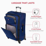 SwissGear Sion Softside Expandable Luggage – Large Checked Suitcase with 360 Degree Wheels & Retractable Handle – 29 Inch, Perfect for 7 - 9 Night Trips – Blue