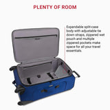 SwissGear Sion Softside Expandable Luggage – Large Checked Suitcase with 360 Degree Wheels & Retractable Handle – 29 Inch, Perfect for 7 - 9 Night Trips – Blue