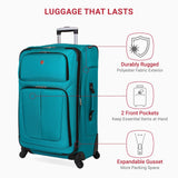 SwissGear Sion Softside Expandable Luggage – Large Checked Suitcase with 360 Degree Wheels & Retractable Handle – 29 Inch, Perfect for 7 - 9 Night Trips – Teal