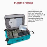 SwissGear Sion Softside Expandable Luggage – Large Checked Suitcase with 360 Degree Wheels & Retractable Handle – 29 Inch, Perfect for 7 - 9 Night Trips – Teal
