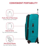 SwissGear Sion Softside Expandable Luggage – Large Checked Suitcase with 360 Degree Wheels & Retractable Handle – 29 Inch, Perfect for 7 - 9 Night Trips – Teal