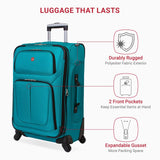 SwissGear Sion Softside Expandable Luggage – Medium Checked Suitcase with 360 Degree Wheels & Retractable Handle – 25 Inch, Perfect for 1 - 7 Night Trips – Teal