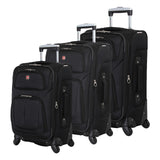 SWISSGEAR Sion Softside Expandable Spinner Luggage Durable Lightweight Travel Suitcase, Black, 3-Piece Set (21/25/29)