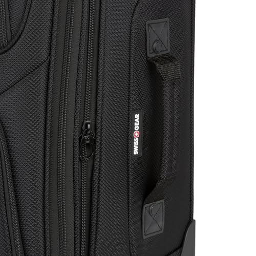 SWISSGEAR Sion Softside Expandable Spinner Luggage Durable Lightweight Travel Suitcase, Black, 3 - Piece Set (21/25/29)