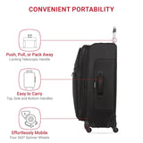 SWISSGEAR Sion Softside Expandable Spinner Luggage Durable Lightweight Travel Suitcase, Black, 3 - Piece Set (21/25/29)