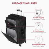 SWISSGEAR Sion Softside Expandable Spinner Luggage Durable Lightweight Travel Suitcase, Black, 3 - Piece Set (21/25/29)