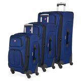 SWISSGEAR Sion Softside Expandable Spinner Luggage Durable Lightweight Travel Suitcase, Blue, 3-Piece Set (21/25/29)