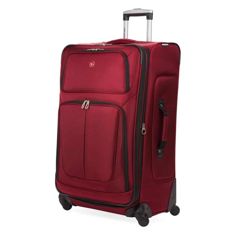 SWISSGEAR Sion Softside Expandable Spinner Luggage Durable Lightweight Travel Suitcase, Burgundy, Checked - Large 29 - Inch